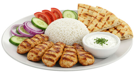 Isolated Chicken Souvlaki Plate