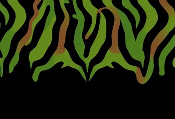 Abstract zebra stripes camouflage pattern, black background vector illustration, print, safari