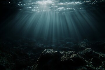 Obraz premium Mysterious Underwater Depths with Sunbeams