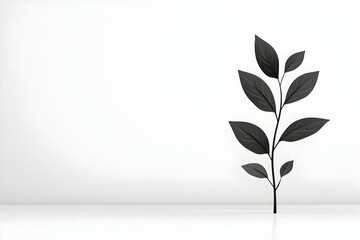 Minimalist black plant silhouette against a white background