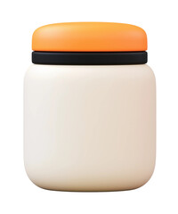 Stylish jar with orange lid and black seal PNG on Transparent Background
