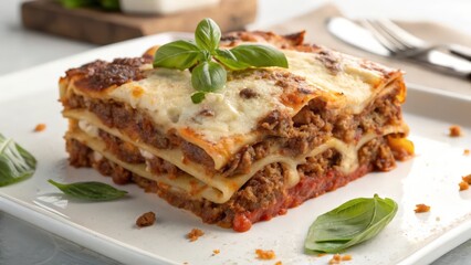 Classic Homemade Lasagna with Basil &ndash; Traditional Italian Dish  
