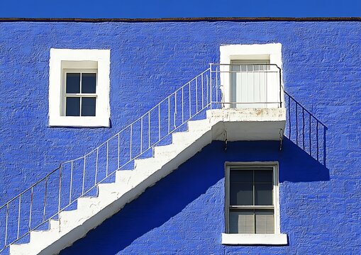 Blue Building Exterior Stairs