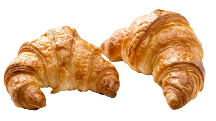 Fresh croissant on a white or transparent background.

