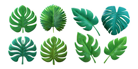 Vibrant Tropical Leaves Collection for Decorative and Design Use, isolated on transparent background