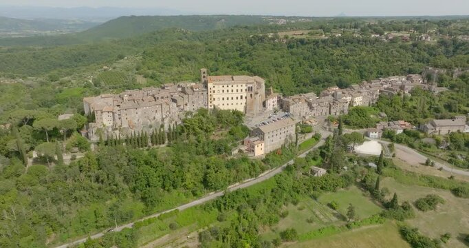 Aerial view of Bomarzo, a small town in the Tuscia area in the province of Viterbo, Lazio, Italy.