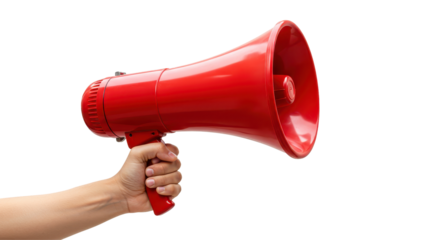 Isolated Hand Holding Red Megaphone