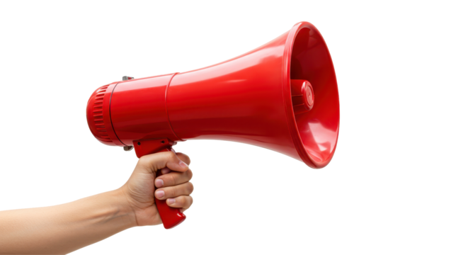 Isolated Hand Holding Red Megaphone
