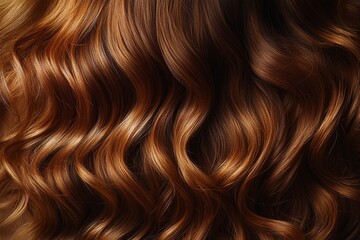 Naklejka premium Flowing locks of rich, brown hair cascade smoothly, shining under soft light, highlighting texture and natural beauty