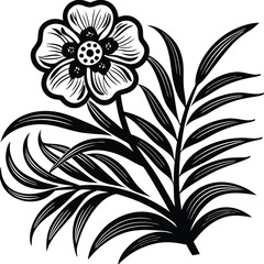 flower with buds and leaves, vector collection and Rose silhouette on a transparent background.