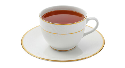 Isolated White Cup of Tea with Golden Edges