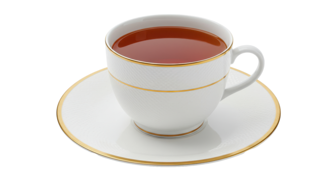 Isolated White Cup of Tea with Golden Edges