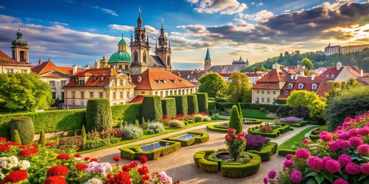 Prague Vrtba Garden:  Hidden Baroque Gem,  Stunning Floral Display,  Deep Depth of Field Photography
