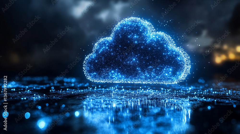 Poster a conceptual image symbolizing cloud innovation and digital transformation, showcasing modern techno