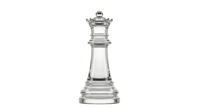 Isolated Glass Queen Chess Piece