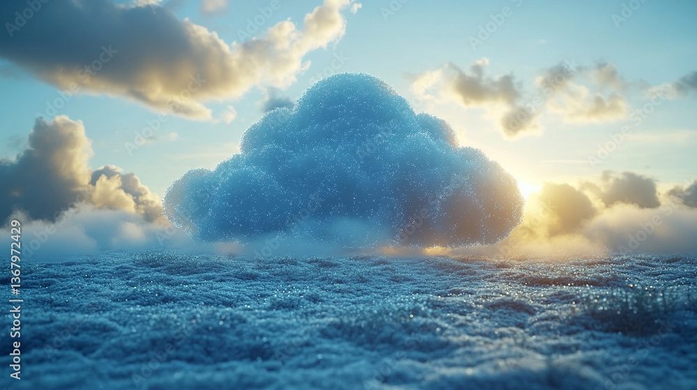 Poster a conceptual image symbolizing cloud innovation and digital transformation, showcasing modern techno
