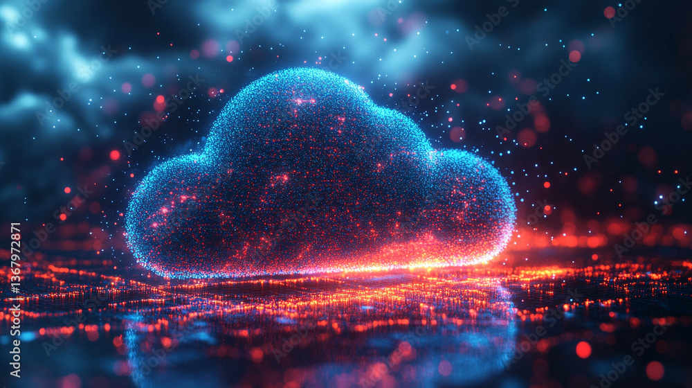 Poster a conceptual image symbolizing cloud innovation and digital transformation, showcasing modern techno