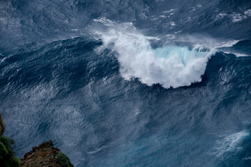 Huge crushing waves seen from above creating amazing textures. 