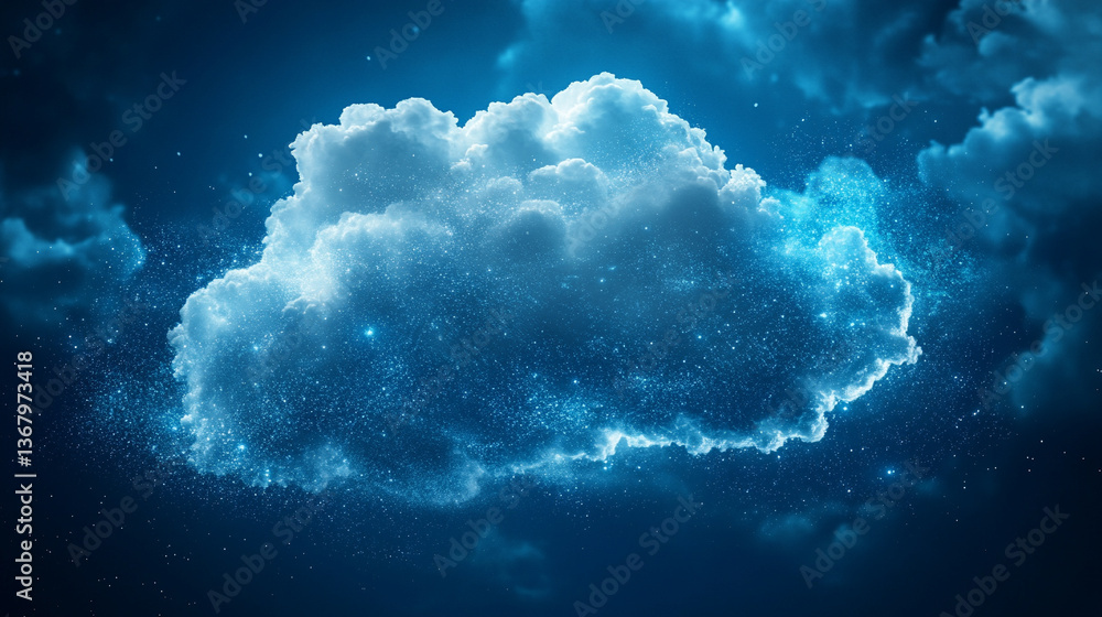 Poster a conceptual image symbolizing cloud innovation and digital transformation, showcasing modern techno