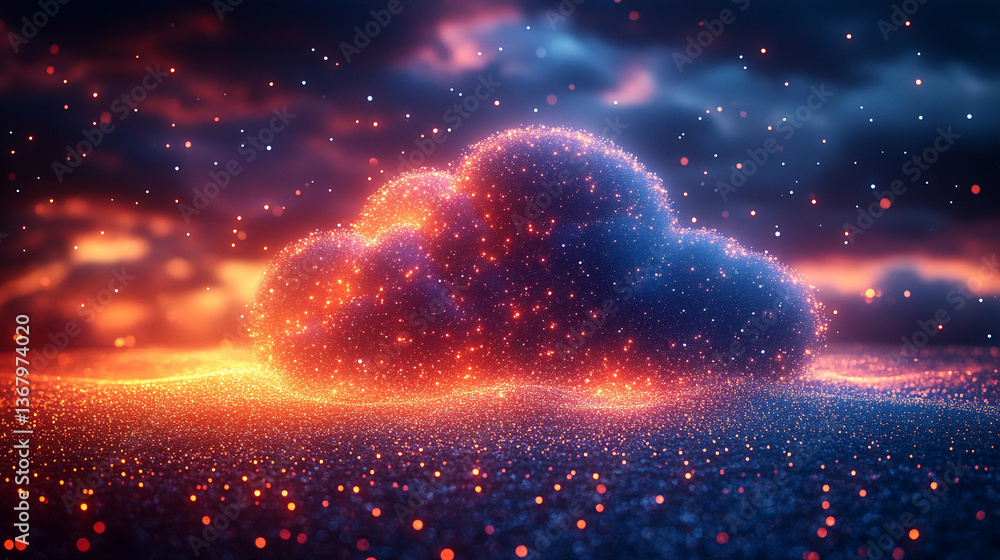 Poster a conceptual image symbolizing cloud innovation and digital transformation, showcasing modern techno