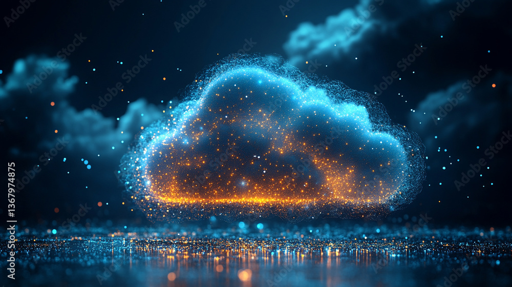 Poster a conceptual image symbolizing cloud innovation and digital transformation, showcasing modern techno