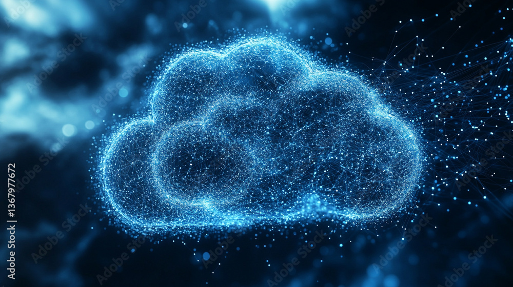 Poster a conceptual image symbolizing cloud innovation and digital transformation, showcasing modern techno