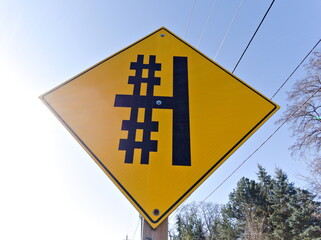 Caution railroad intersection ahead