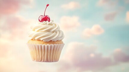 Sweet Cherry Cupcake Floating in Sky of excellence in splendor beyond compare with grace in style