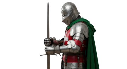 Isolated Medieval Knight in Armor