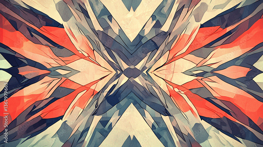 Poster a captivating colorful abstract design showcasing a unique blend of jagged angular lines and smooth 