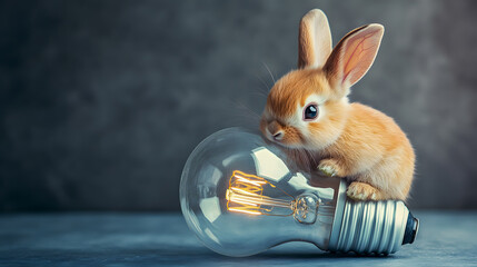 Cute Rabbit with Light Bulb