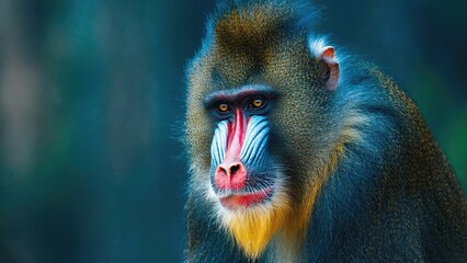Colorful Mandrill monkey portrait