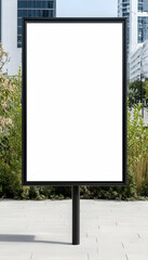 Fototapeta premium Blank vertical billboard in city setting