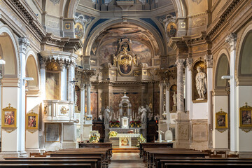 Fototapeta premium Interior of the Church of Saint Andrew (Chiesa di Sant'Andrea) in Chioggia, Italy