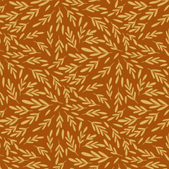 Elegant Cream Floral Pattern on Warm Brown Background