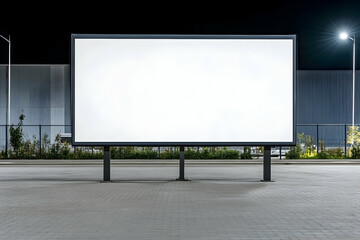 Fototapeta premium Blank billboard at night in industrial area