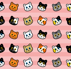 Fototapeta premium vector seamless head cat cute pattern background