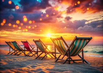 Relaxing Beach Lounge Chairs: Stunning High-Resolution Stock Photo