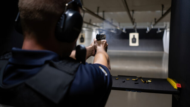 Police Officer Training: Focused Aim at Indoor Shooting Range