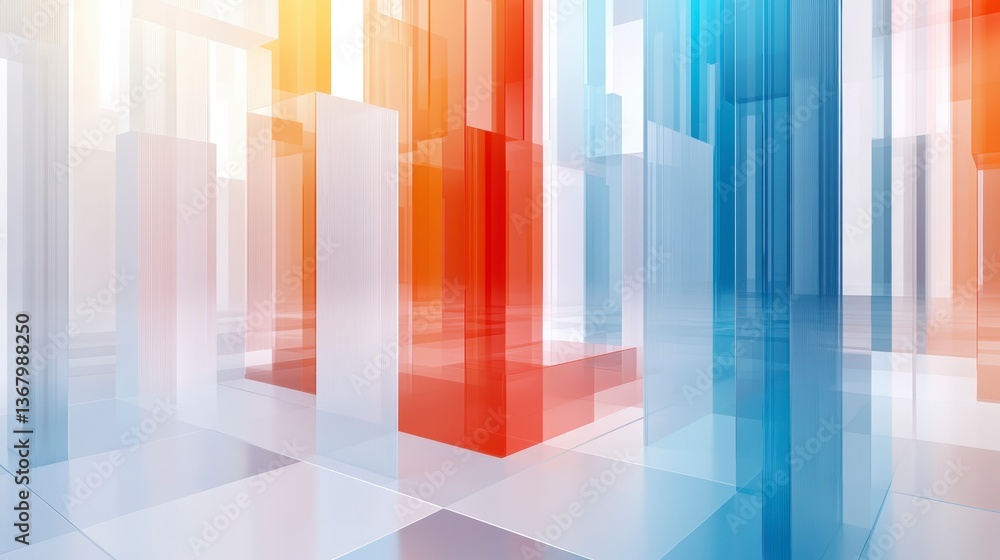 Leinwandbilder abstract 3d rendering of colorful glass columns and floor.