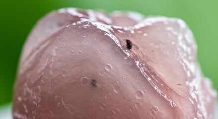 Fototapeta premium Close-up of Refreshing and Translucent Ice Apple Fruit with a Green Background