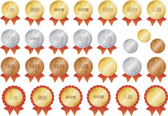 赤リボンのキラキラメダルセット