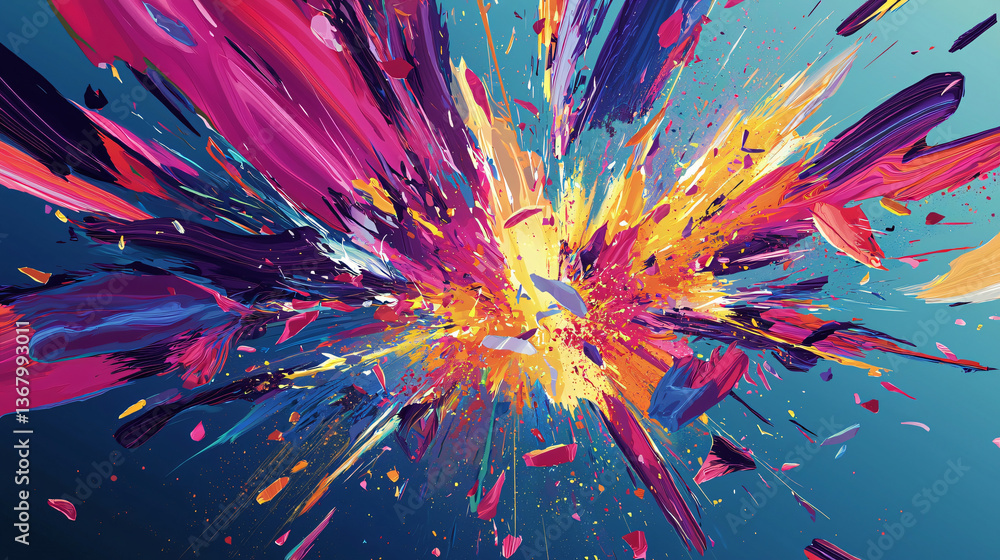 Poster a brilliant and colorful explosion of paint creating a captivating visual experience with vibrant hu