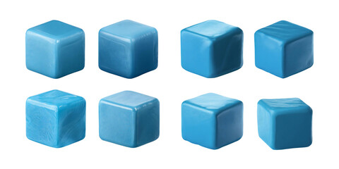 Blue Cubes Arranged in a Grid Pattern on a White Background, isolated on transparent background