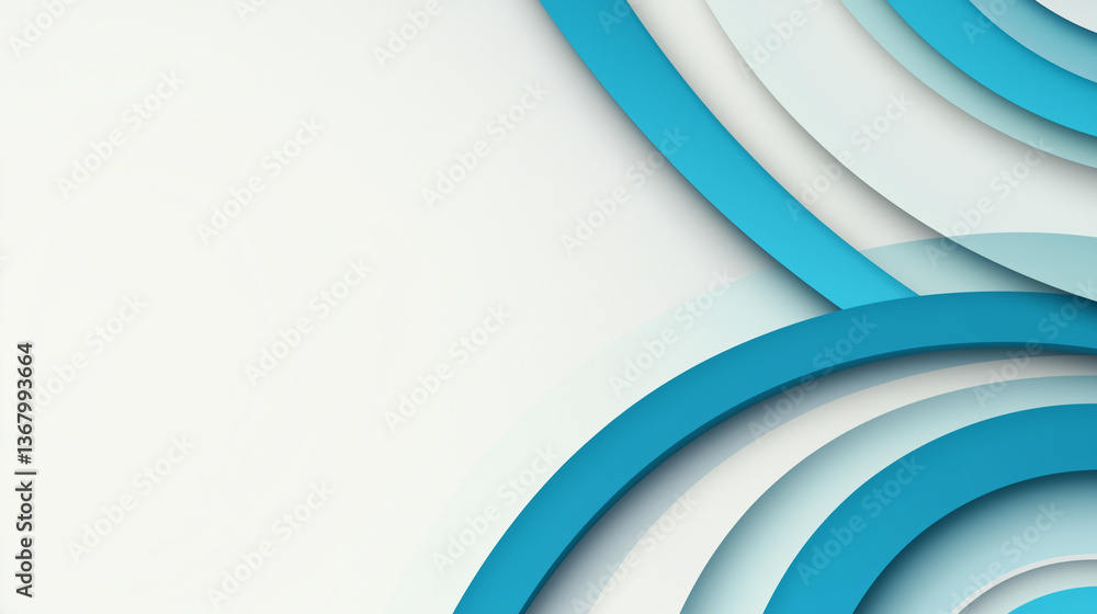 Poster minimalist abstract design featuring overlapping blue curves on a light background