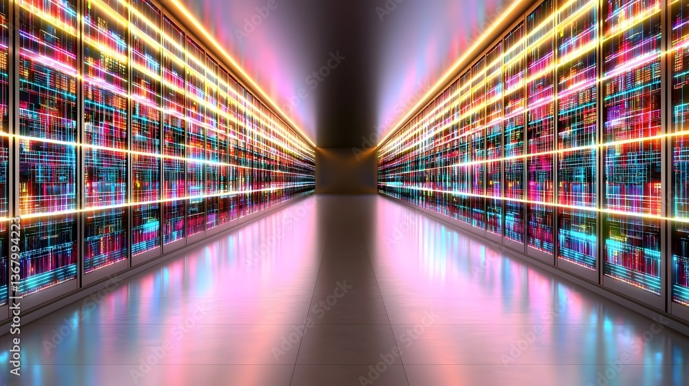Poster futuristic ai powered e commerce revolution with seamless 3d automation robotic warehouse logistics 
