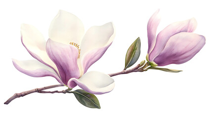 Fototapeta premium A painting of two white flowers on a branch