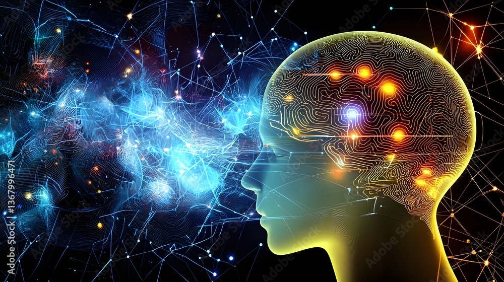 Aufkleber futuristic digital circuits and technology in a cosmic quantum computing concept surreal and visiona