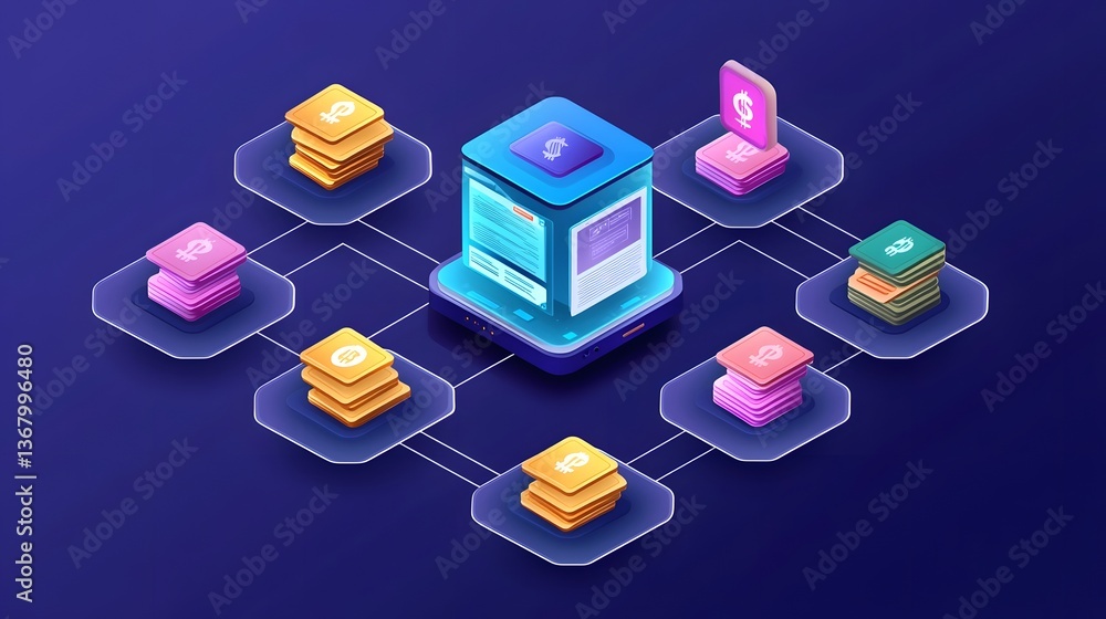 Aufkleber futuristic digital freelancer hub powered by and blockchain technology real time gig updates instant