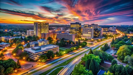 Rockville Maryland Aerial Skyline Long Exposure Dusk Flight Restricted Zone